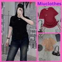 Áo Thun Nữ Đính Đá Dây Rút Eo Chất Thun Nhũ Kèm Tag Đá Ms 337. Thời Trang Bigsize. Từ 55-90Kg.