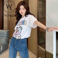 Áo thun nữ fom rộng tay lỡ dấu quần moschino color bear