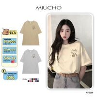 Áo thun nữ form rộng ATD308 Miucho cotton cổ tròn in graphic S-5XL