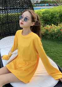 Áo thun nữ form rộng dài tay - Vàng