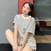 Áo thun nữ form rộng kẻ ngang chất cotton lạnh Jun Store 418 P10K14
