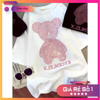 Áo Thun Nữ Form Rộng nam nữ hình GẤU in nhũ kim sa đỏ dễ thương Vải Cotton 4 chiều cao cấp shop_thai_tran_boutique