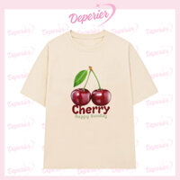 Áo Thun Nữ Form Rộng Unisex In Hình TRÁI CHERRY Màu Pastel Họa Tiết Dễ Thương Ngọt Ngào DEPERIER