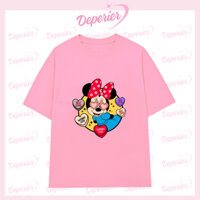 Áo Thun Nữ Form Rộng Unisex In Hình CHUỘT MINNIE Màu Pastel Họa Tiết Dễ Thương Ngọt Ngào DEPERIER