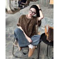 ÁO THUN NỮ HOẠ TIẾT DA BEO CỔ BO CỰC CHẤT HÀNG QCccl1 ( ảnh thật )