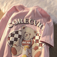 Áo thun nữ hoạt hình Áo thun cặp đôi cổ tròn in họa tiết