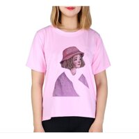 Áo Thun Nữ Hồng - In Hình Tâm Trạng - XS