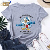 Áo thun nữ in hình Donald Duck, áo casual màu xám tay ngắn