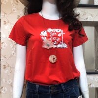 Áo thun nữ kết hoa ruy băng