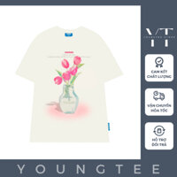 Áo Thun Nữ Màu Be Kem Bình Hoa Tulip - OWNER In Nhiệt Chất Lượng Cao Chất Vải Thoáng Mát - Youngtee Store