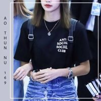 Áo Thun Nữ Màu Đen Form Basic In Logo Chữ Anti Social Social Club Local Brand DLX Áo Phông Nữ Đẹp - Đen - M