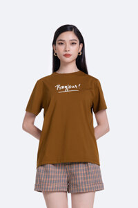 Áo thun nữ màu nâu tay ngắn