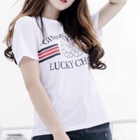 Áo Thun Nữ Màu Trắng Tay Ngắn In GIMME LUCK LUCKY CHARM MYROSE169