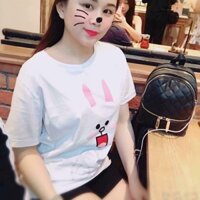Áo Thun Nữ Màu Trắng Tay Ngắn In Con Thỏ MYROSE169