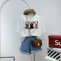 Áo Thun Nữ Ngắn Tay G.C Thêu Gấu Đắp Nổi, Năng Động, Cotton, Thấm Hút Mồ Hôi, TP59095