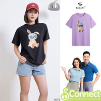 Áo Thun Nữ SAVANI Thỏ Con Chính Hãng, Chất Liệu Cotton Mềm Mại Thoáng Mát, Áo Phông Nữ Dễ Mặc WTS142S4