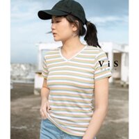 ÁO THUN NỮ SỌC NGANG CỔ TIM