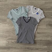 ÁO THUN NỮ SỌC NGANG CỔ TIM FORM ÔM