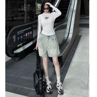 Áo thun nữ sọc tay cá tính _ Áo thun in chữ phong cách khỏe khoắn