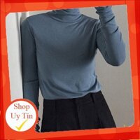 Áo thun nữ tay dài cổ lọ màu trơn cao cấp -Hàng nhập khẩu