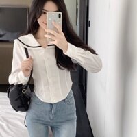 Áo Thun Nữ Tay Dài Cổ Thủy Thủ Thời Trang Cao Cấp arc