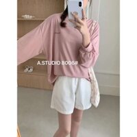 Áo thun nữ tay dài cổ tròn trơn thêu chữ Viva hàng Quảng Châu S-sunrise, áo phông dài thu đẹp phong cách hàn quốc 8006