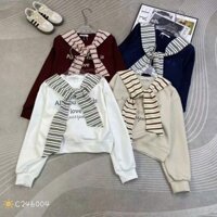 Áo thun nữ tay dài cổ tròn thuỷ thủ in chữ love hàng Quảng Châu, áo sweater thun da cá mùa thu đông 246004 1211