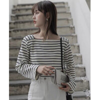 Áo thun Nữ tay dài Sọc Ngang, Áo thun tay dài sọc phong cách Hàn Quốc