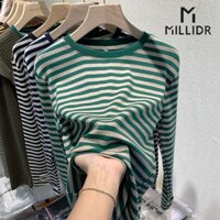Áo Thun Nữ Tay Dài Sọc Ngang Thời Trang