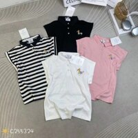 Áo thun nữ tay hến cổ bẻ thêu ngựa màu sắc hàng Quảng Châu, áo phông mùa hè form vừa chất cotton mát đẹp 255324