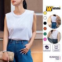 Áo thun nữ tay hến cổ tròn sát nách cotton phong cách hàn quốc from rộng ba lỗ trơn basic WINNI 210