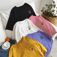 Áo thun nữ tay lỡ freesize - phông form rộng dáng Unisex, mặc lớp, nhóm, cặp, lớp thêu hình rau củ - MÀU TÍM CỦ CẢI