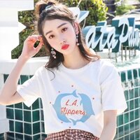 Áo Thun Nữ Tay Lỡ Unisex In Hình Đôi Cá Heo L A Flipper XMISS