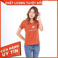 Áo Thun Nữ Tay Ngắn Cổ Tròn Thời Trang Eden Thêu Chữ - AT103