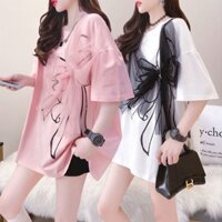 Áo Thun Nữ Tay Ngắn Cột Nơ Plus Size C9730 [40-100KG]