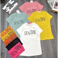 Áo thun nữ tay ngắn in chữ SUNDAY bigsize chất vải cotton phom ôm body tôn dáng ba vòng gợi cảm chính hãng