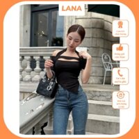 Áo thun nữ tay ngắn trễ vai khoét ngực , áo kiểu nữ LANA bẹc vai bản ngang sexy (mã LA10)