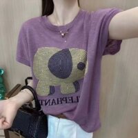 Áo thun nữ thời trang dáng rộng Áo thun cổ tròn tay ngắn Áo thun Hàn Quốc