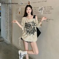 Áo thun nữ thời trang mới đeo vai rách áo gợi cảm