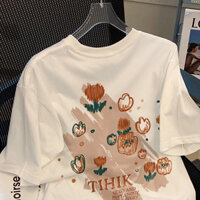 Áo Thun Nữ Trắng Cổ Tròn Basic Áo Phông Local Brand Unisex Vintage 100%Cotton Kunshop