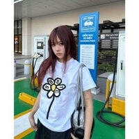 Áo thun nữ trơn baby tee daisy flower bo cổ dày dặn basic 100% cotton dày dặn 250gsm 98stu