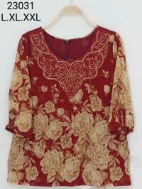 Áo thun nữ trung niên 50-75kg - Đỏ Đô -  L