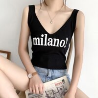 Áo thun nữ Ulzzang MILANO Áo croptop ba lỗ sát nách thun gân cổ V hở lưng dáng ngắn cực gợi cảm (TT2177