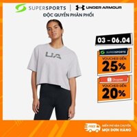 Áo Thun Nữ Under Armour Boxy Crop Branded - Xám  - 1386846-012