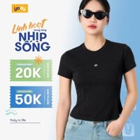 Áo thun nữ YODY, áo babytee vải thun rip dáng slimfit ôm cơ thể, thông thoáng WCTS25S048