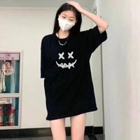 Áo thun nữ [YUKI] Áo thun in hình mặt cười chất lượng cao Hàn Quốc Phong cách mới Oversize cho Unisex DJ Hip-pop