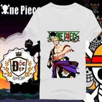 Áo thun One Piece Zoro Cầm Kiếm Tay Ngắn Màu Trắng