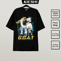 Áo Thun Oversize cầu thủ Messi Worldcup, Áo Phông Nam, nữ KIESHI in họa tiết bóng đá 100% Cotton 250gsm KMSWCS-5XL