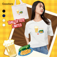 Áo thun Oversize cotton unisex nam nữ Goodore Bia hơi thoáng mát năng động thiết kế độc đáo
