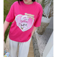 Áo Thun Oversize Nam Nữ Tay Lỡ , Màu Hồng Sen , Thun Cotton Mềm Mịn